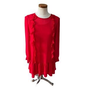 BCBGGeneration Feminine Ruffle Front Long Sleeve Mini Dress M